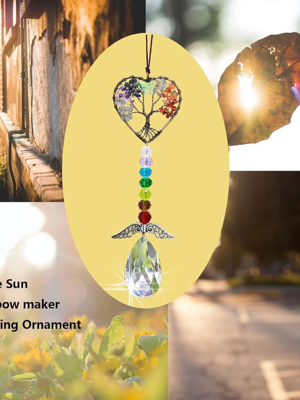 Healing Crystal Decor Tree of Life Car Hanging Accessories Suncatcher with Wings - Picture 7 of 7